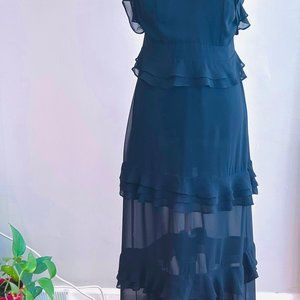 AFRM Black Halter Tiered Maxi Dress